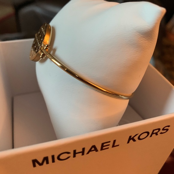 MK Gold Tone Heritage Monogram Disk Crystals NIB - Picture 4 of 10